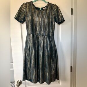 LuLaRoe Teal and Gold Dress